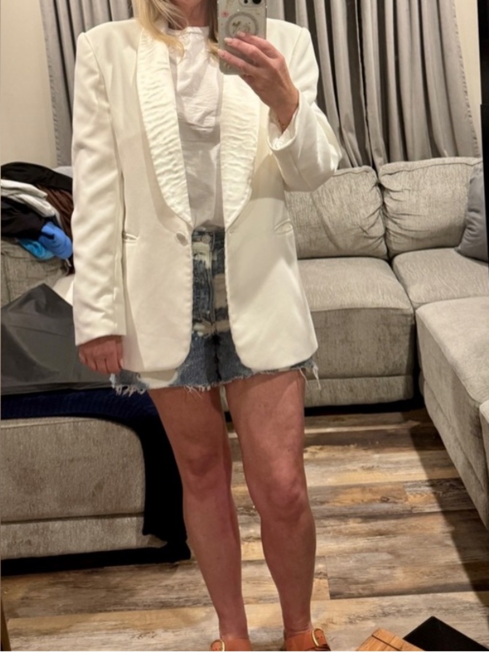 Ronny Kobo Collection Ivory Satin-Trim Blazer - Picture 5 of 5